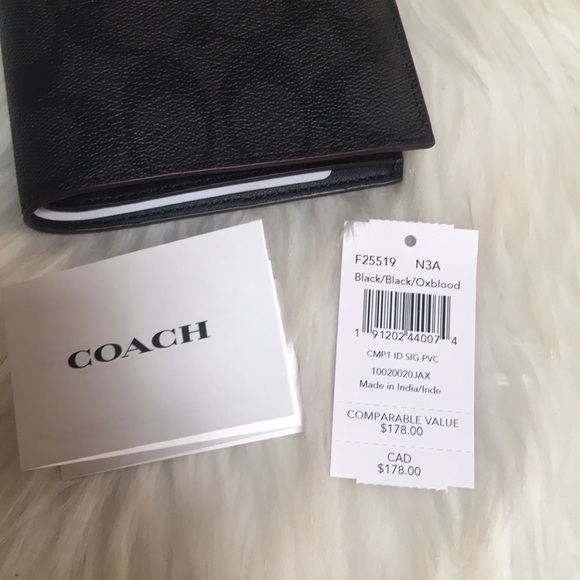 Coach Bags Coach Mens Wallet Compact Id Signature Oxblood Poshmark